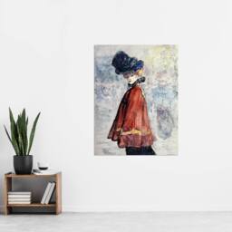 "Artery8 Henry Somm Elegant in Red Cape Watercolour Portrait Wall Art Print - Size: W12"" x H16""" - thumbnail 4