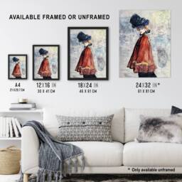 "Artery8 Henry Somm Elegant in Red Cape Watercolour Portrait Wall Art Print - Size: W12"" x H16""" - thumbnail 3