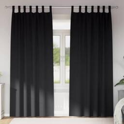 Berkfield Home Curtains with Curtains 2 pcs Black 260 x 140 cm Polyester - thumbnail 2