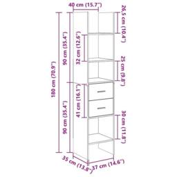 Berkfield Home Book Cabinet Concrete Grey 40x35x180 cm Engineered Wood - Size: 40 x 35 x 180 cm - thumbnail 8