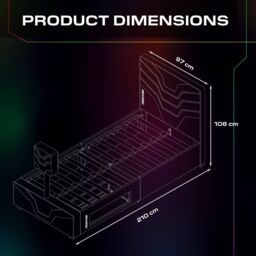 X Rocker Oracle TV Bed with LED Lighting, Underbed Media Storage & Mattress in Black - Size: Double - thumbnail 8