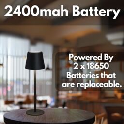 Marco Paul Pack of 2 Onyx Metal Rechargeable Table Lamp 33cm in Black - thumbnail 6