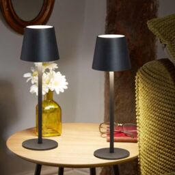 Marco Paul Pack of 2 Onyx Metal Rechargeable Table Lamp 33cm in Black - thumbnail 1