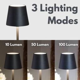 Marco Paul Pack of 2 Onyx Metal Rechargeable Table Lamp 33cm in Black - thumbnail 4