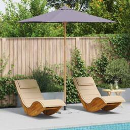 Berkfield Home Modern Garden Parasol - Dark Grey, 270x260 cm, Bamboo in Grey - Size: 270x260 cm - thumbnail 2