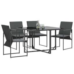 Berkfield Home Modern Garden Chairs with Cushions 4 pcs Black Textilene - thumbnail 1