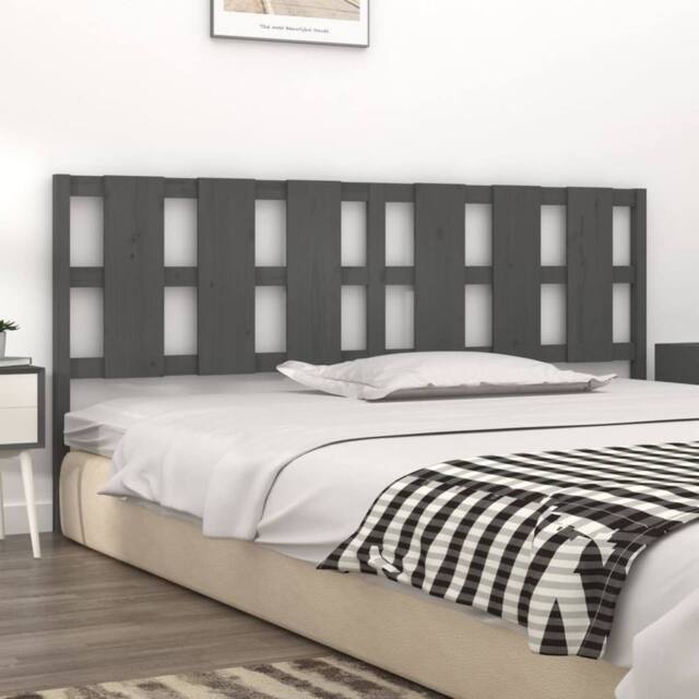 Berkfield Home Beautiful Bed Headboard Grey 205.5x4x100 cm Solid Wood Pine - image 1