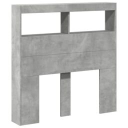 Berkfield Home Headboard Cabinet with LED Concrete Grey 100x17x102 cm - Size: 100 x 17 x 102 cm - thumbnail 3