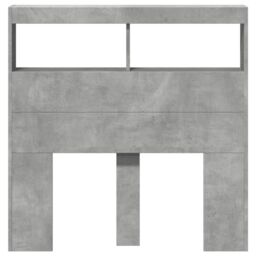 Berkfield Home Headboard Cabinet with LED Concrete Grey 100x17x102 cm - Size: 100 x 17 x 102 cm - thumbnail 6