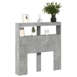 Berkfield Home Headboard Cabinet with LED Concrete Grey 100x17x102 cm - Size: 100 x 17 x 102 cm - thumbnail 5