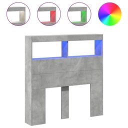 Berkfield Home Headboard Cabinet with LED Concrete Grey 100x17x102 cm - Size: 100 x 17 x 102 cm - thumbnail 2