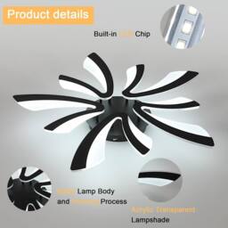 COMELY Dimmable Ceiling Lights, 48W V-Shaped Led Ceiling Light, 70cm, Black - thumbnail 4