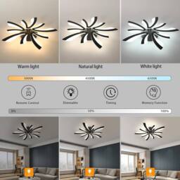 COMELY Dimmable Ceiling Lights, 48W V-Shaped Led Ceiling Light, 70cm, Black - thumbnail 2
