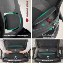 Realm of Thrones High-Back Mesh Office Chair with 3D Headrest & Lumbar Support Desk Chair for Home Office Gaming Chair in Black - thumbnail 6