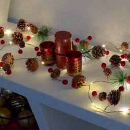 Globrite Christmas Garland 6.5ft/2M Pre Lit Decoration with 20 LEDs Fireplace Indoor in Warm White - thumbnail 1