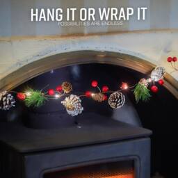 Globrite Christmas Garland 6.5ft/2M Pre Lit Decoration with 20 LEDs Fireplace Indoor in Warm White - thumbnail 5