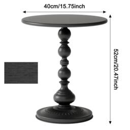Ventryn Round Table with Storage Shelf, Modern Nightstand Home Decor in Black - thumbnail 2
