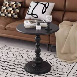 Ventryn Round Table with Storage Shelf, Modern Nightstand Home Decor in Black - thumbnail 4