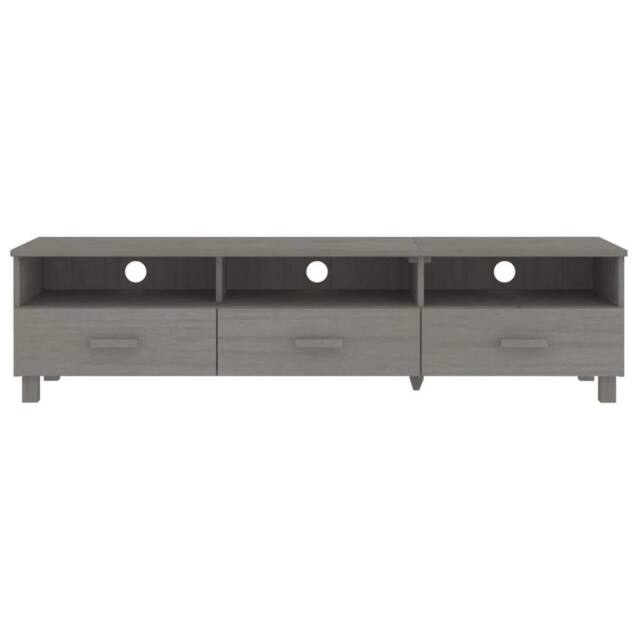 Berkfield Home TV Cabinet HAMAR Light Grey 158x40x40 cm Solid Wood Pine - Size: 158 x 40 x 40 cm - image 1