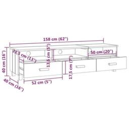 Berkfield Home TV Cabinet HAMAR Light Grey 158x40x40 cm Solid Wood Pine - Size: 158 x 40 x 40 cm - thumbnail 8