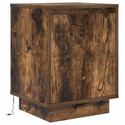 Berkfield Home Durable Bedside Cabinet with LED Lights¬†Smoked Oak 38x34x50 cm in Dark Brown - Size: 38 x 34 x 50 cm