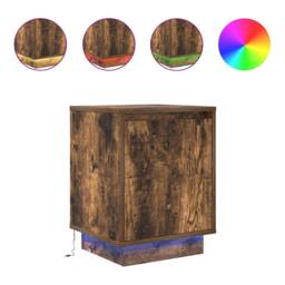 Berkfield Home Durable Bedside Cabinet with LED Lights¬†Smoked Oak 38x34x50 cm in Dark Brown - Size: 38 x 34 x 50 cm - thumbnail 3