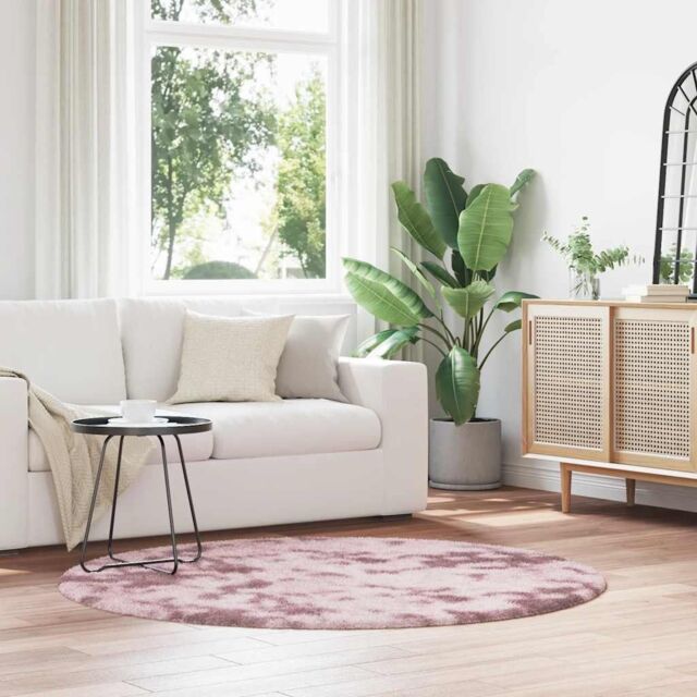 Berkfield Home Shaggy Rug High Pile NAVARRA Dusty Pink 160x160 cm Polyester - Size: Medium - image 1