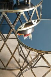 Orsina Industrial Set Of Two Diamond Design Silver Tables, Versatile Small Table, Everyday Use Lounge Table - thumbnail 4