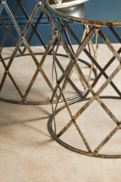 Orsina Industrial Set Of Two Diamond Design Silver Tables, Versatile Small Table, Everyday Use Lounge Table - thumbnail 3