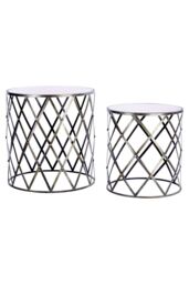 Orsina Industrial Set Of Two Diamond Design Silver Tables, Versatile Small Table, Everyday Use Lounge Table - thumbnail 6