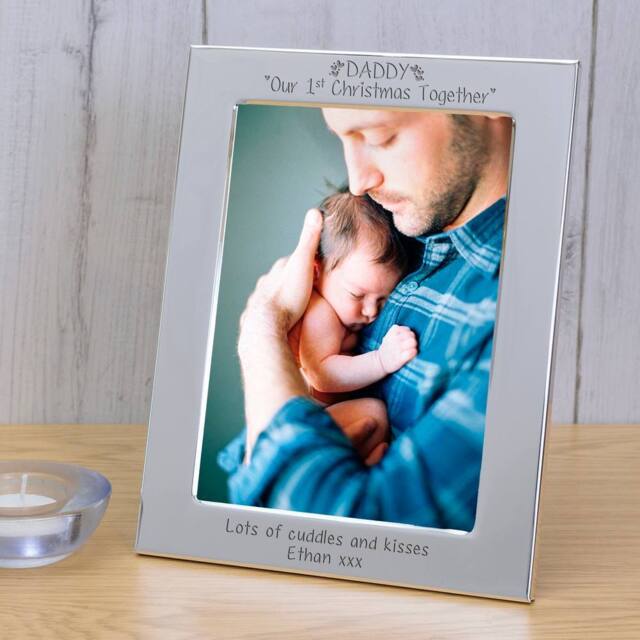 Uniqueful Personalised Daddy Our 1st Christmas Together Silver Plated Frame 7x5 - Size: 1 Pack - image 1