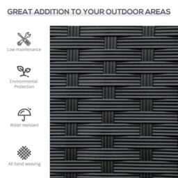 OUTSUNNY Patio Rattan 2 Seater Garden Bench Love Seater Garden Armchair in Black - thumbnail 6