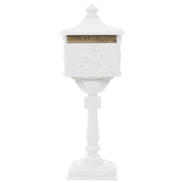 Berkfield Home Pedestal Letterbox Aluminium Vintage Style Rustproof White - image 1