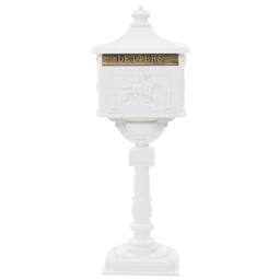 Berkfield Home Pedestal Letterbox Aluminium Vintage Style Rustproof White - thumbnail 1