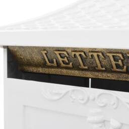 Berkfield Home Pedestal Letterbox Aluminium Vintage Style Rustproof White - thumbnail 5
