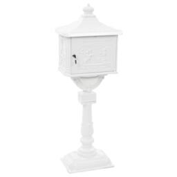 Berkfield Home Pedestal Letterbox Aluminium Vintage Style Rustproof White - thumbnail 7