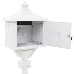 Berkfield Home Pedestal Letterbox Aluminium Vintage Style Rustproof White - thumbnail 9