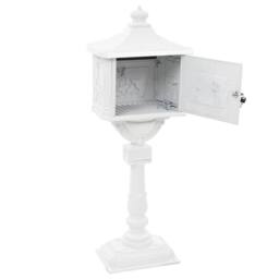 Berkfield Home Pedestal Letterbox Aluminium Vintage Style Rustproof White - thumbnail 8