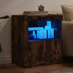 Berkfield Home Sideboard with LED Lights Smoked Oak 60.5x37x67 cm in Brown - thumbnail 4