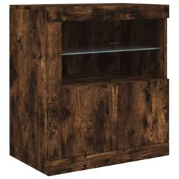 Berkfield Home Sideboard with LED Lights Smoked Oak 60.5x37x67 cm in Brown - thumbnail 3