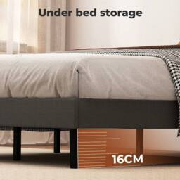 EONLION Double Bed Frame Upholstered Linen in Dark Grey - thumbnail 3