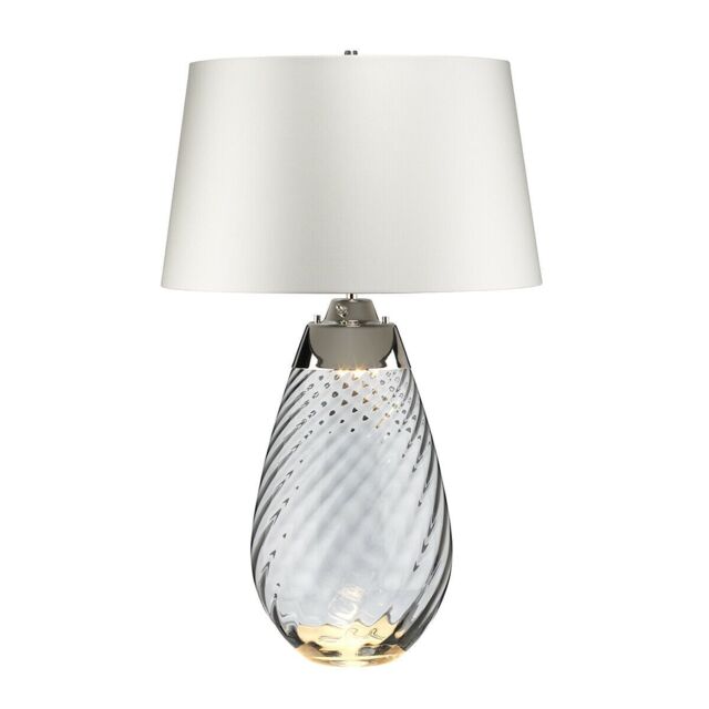 Loops Table Lamp Off-White Shade & Smoke tinted Glass LED E27 60W d01885 in White
