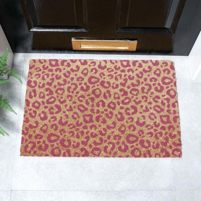 Artsy Mats Pink Leopard Print Doormat (60 x 40cm) in Brown - Size: 40 cm x 60 cm - image 1