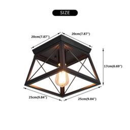 NIVOR Square Black Metal Cage Light Farmhouse Flush Mount Ceiling Lights - thumbnail 2