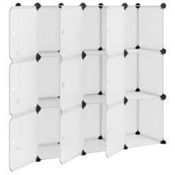 Berkfield Home Storage Cube Organiser with 9 Cubes & Doors Transparent PP in Clear - thumbnail 4