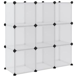Berkfield Home Storage Cube Organiser with 9 Cubes & Doors Transparent PP in Clear - thumbnail 6