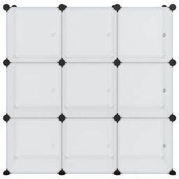 Berkfield Home Storage Cube Organiser with 9 Cubes & Doors Transparent PP in Clear - thumbnail 3