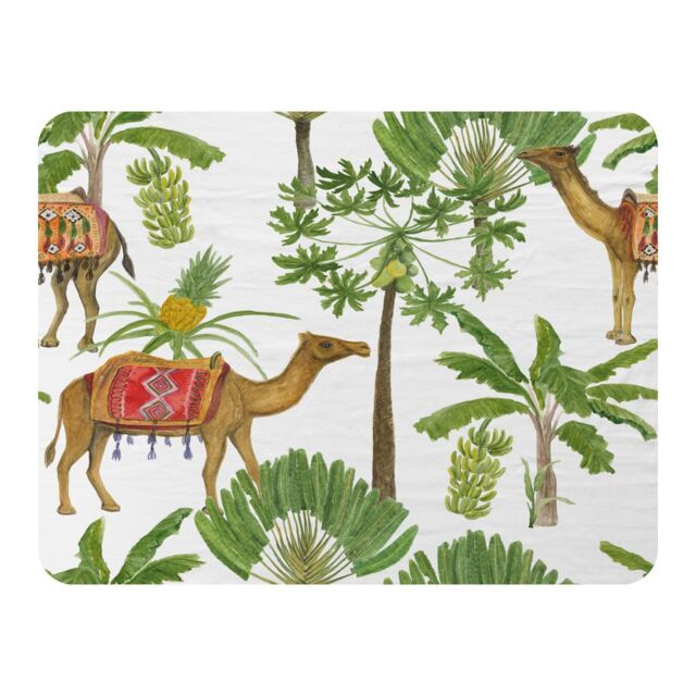 Benjamin Tate Design Camels & Palm Trees Blanket in Natural - Size: 120 cm x 150 cm - image 1