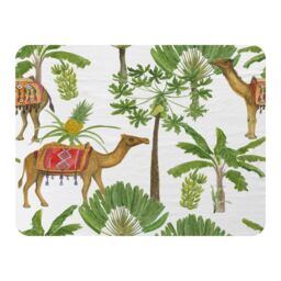 Benjamin Tate Design Camels & Palm Trees Blanket in Natural - Size: 120 cm x 150 cm - thumbnail 1