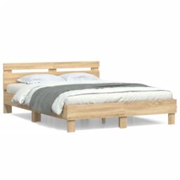 Berkfield Home Bed Frame without Mattress Sonoma Oak 140x190 cm in Brown - thumbnail 1